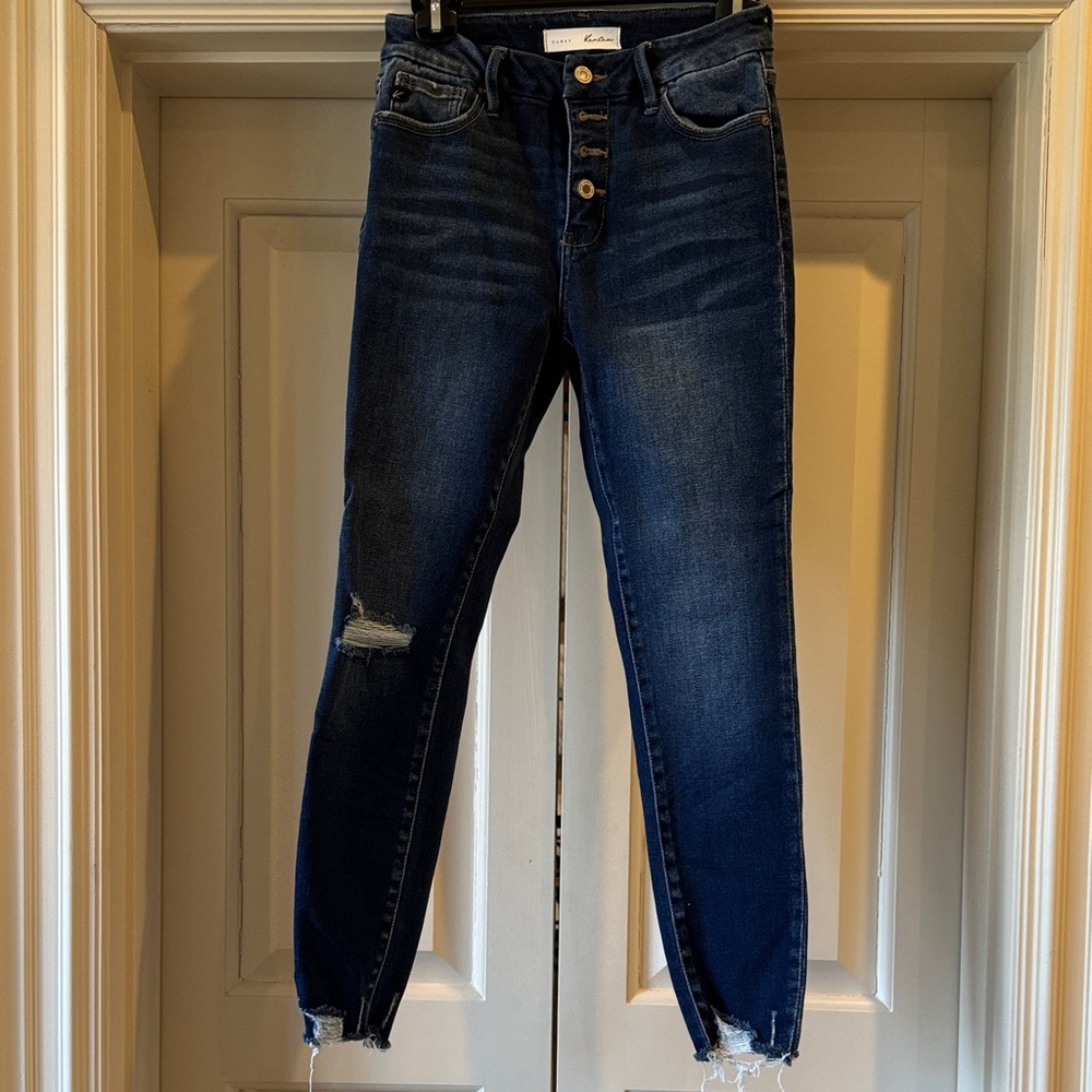KanCan - Women's Dark Blue Distressed Jeans